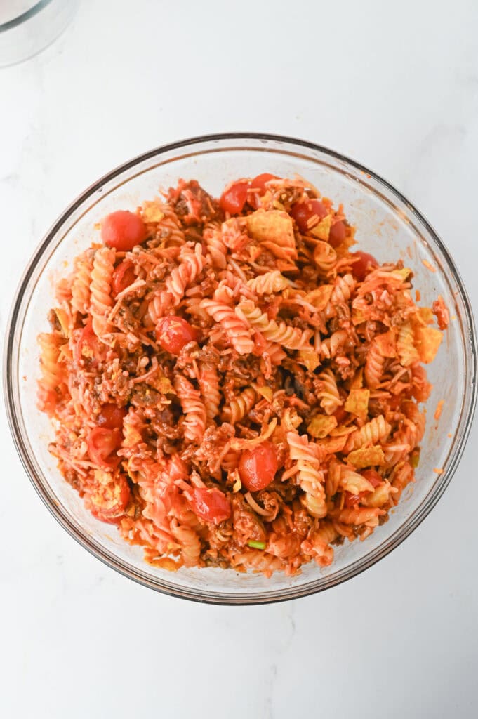 taco pasta salad process photo