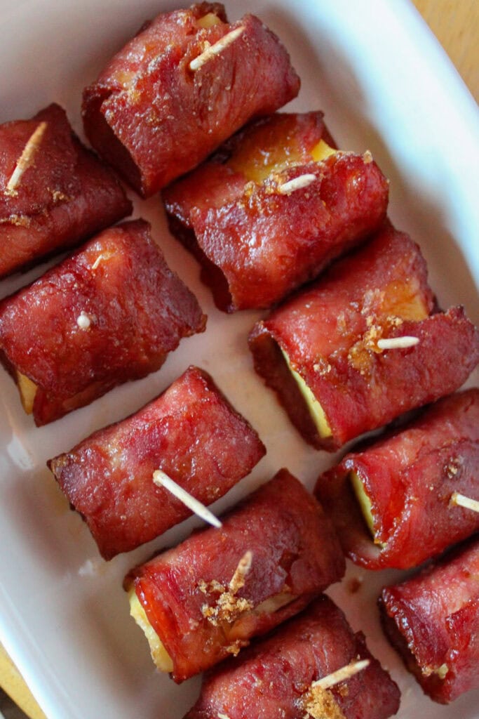 work party snacks - Bacon-Wrapped Pineapple Bites