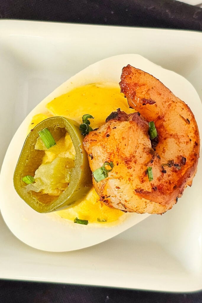 work party snacks -Cajun Deviled Eggs with Shrimp