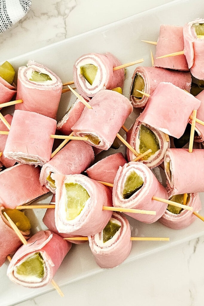 work party snacks - Pickle Ham Rolls