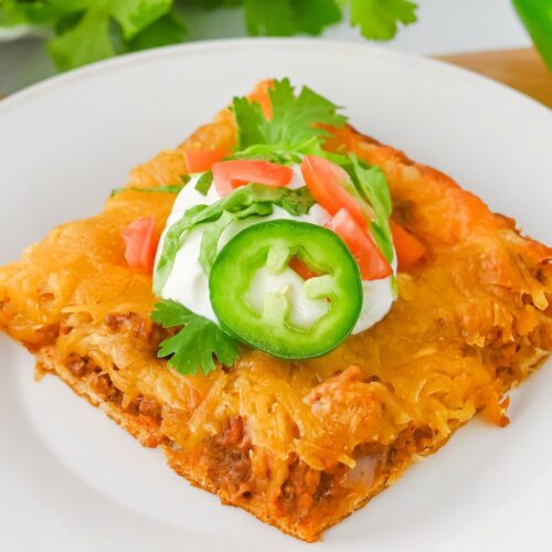 photo of the finished crescent roll taco bake