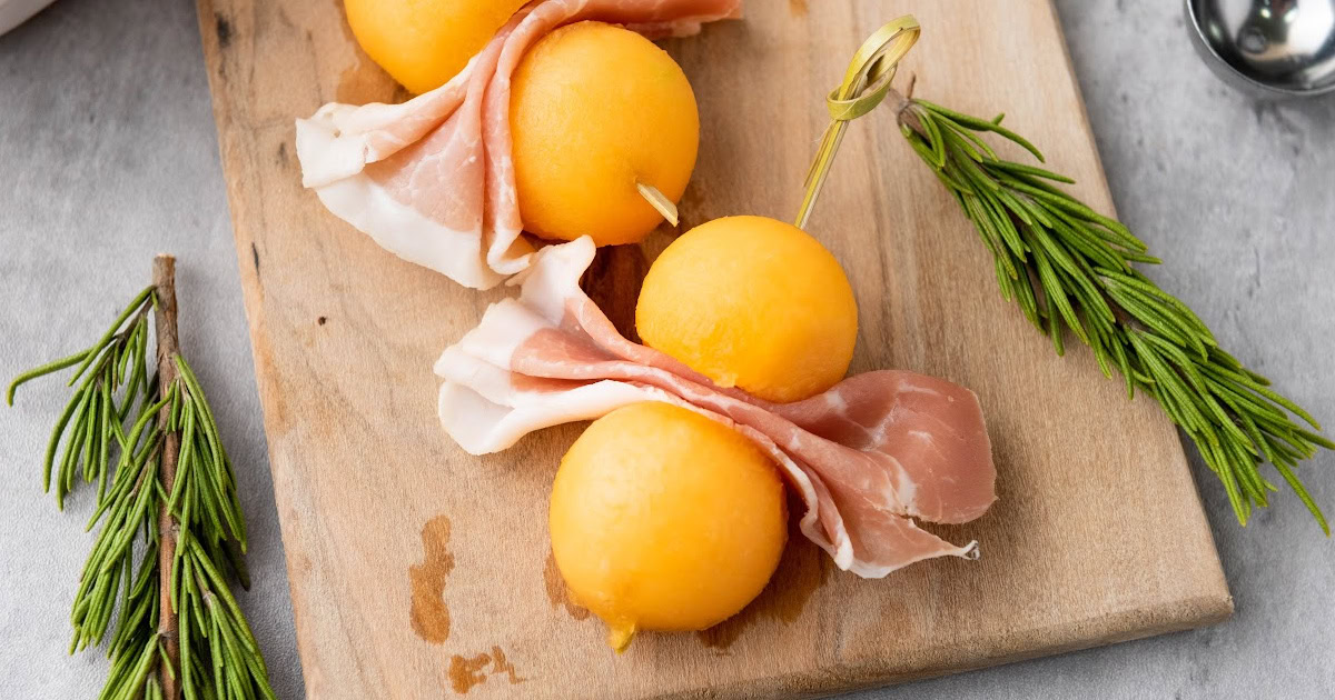 Cantaloupe and Prosciutto Skewers social media image