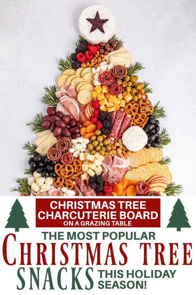Christmas Tree Snacks - Christmas Tree Charcuterie Board on a Grazing Table