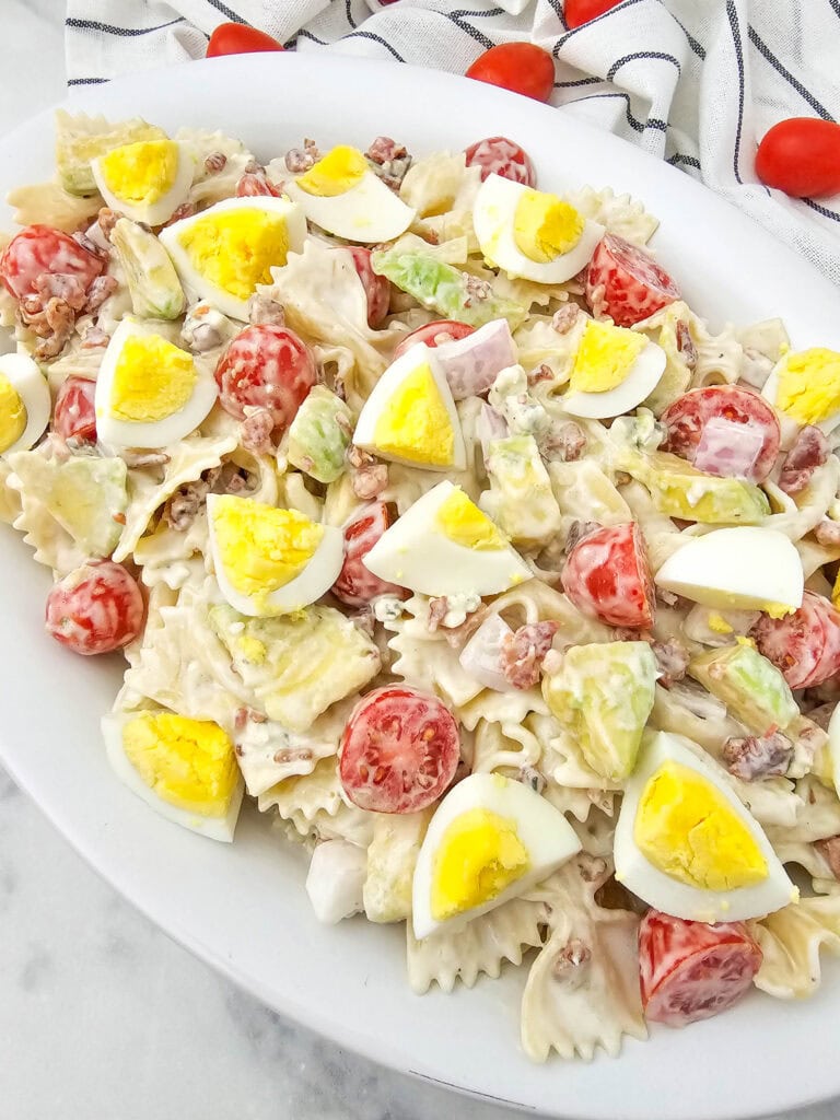 photo of the finished Cobb Pasta Salad