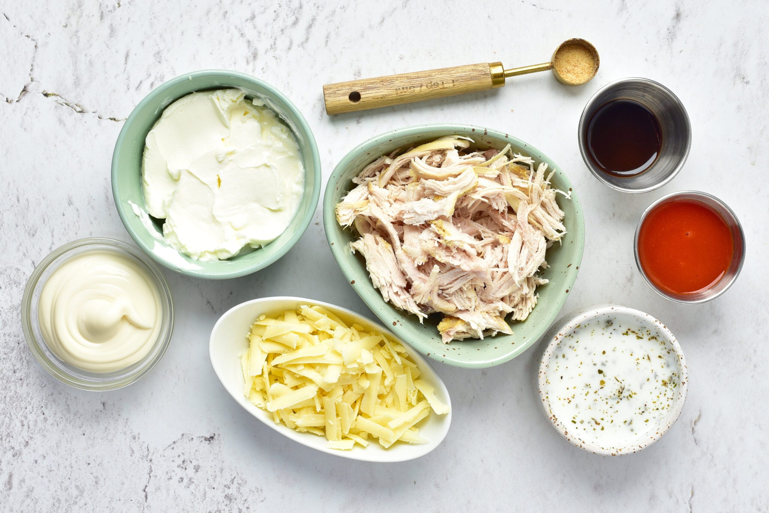 Leftover Turkey Cheesy Buffalo Dip Ingredients