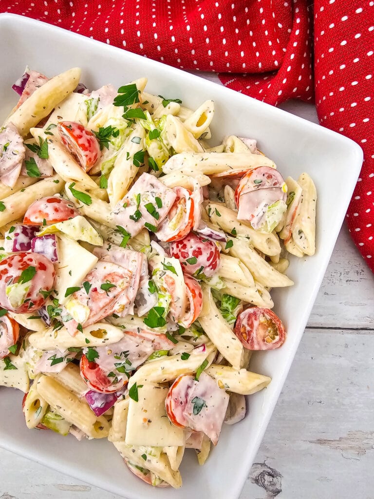 photo of the finished Italian Hoagie Pasta Salad