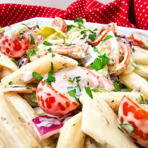 photo of the finished Italian Hoagie Pasta Salad