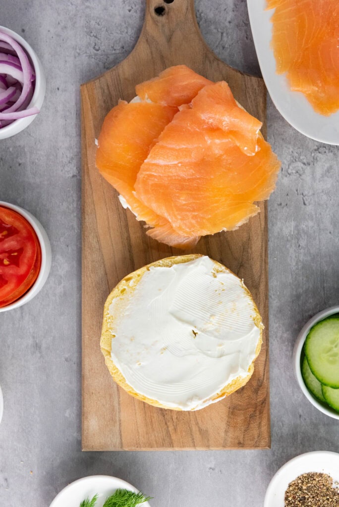 smoked salmon bagel process photo