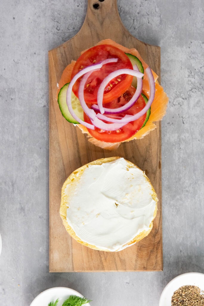 smoked salmon bagel process photo