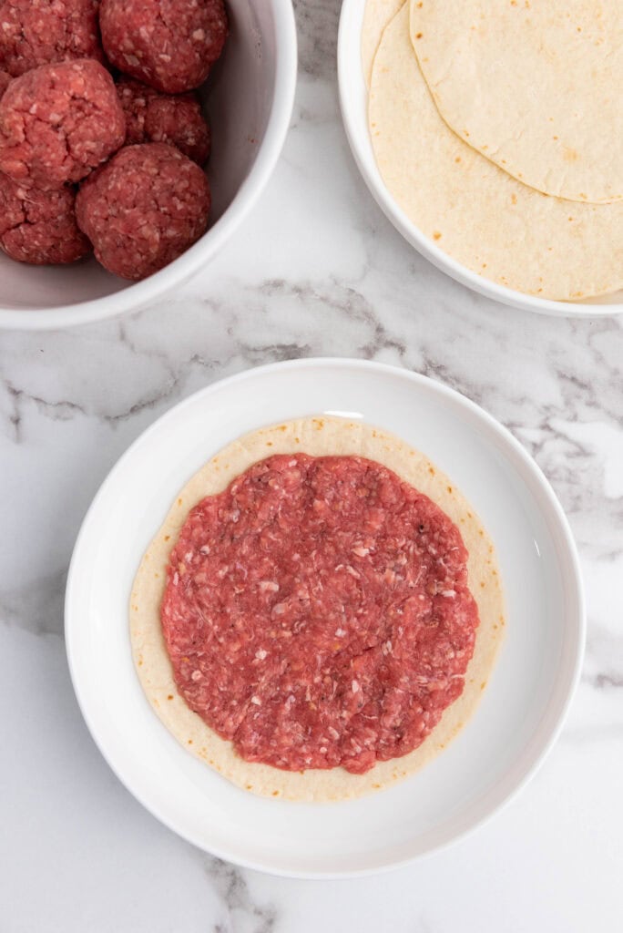 smash burger tacos process photo