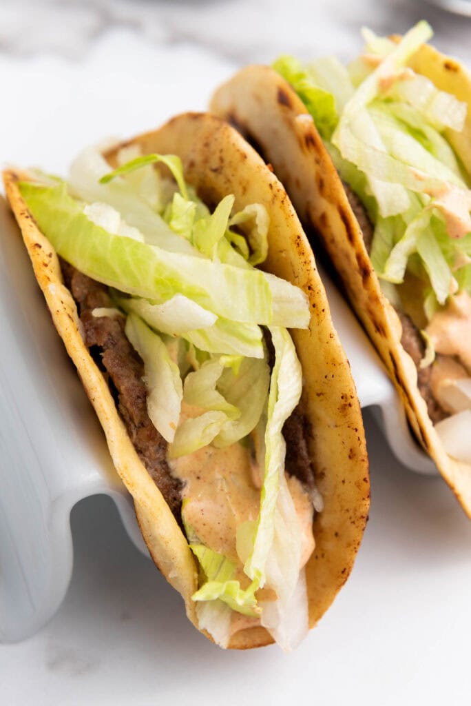 photo of the finished smash burger tacos