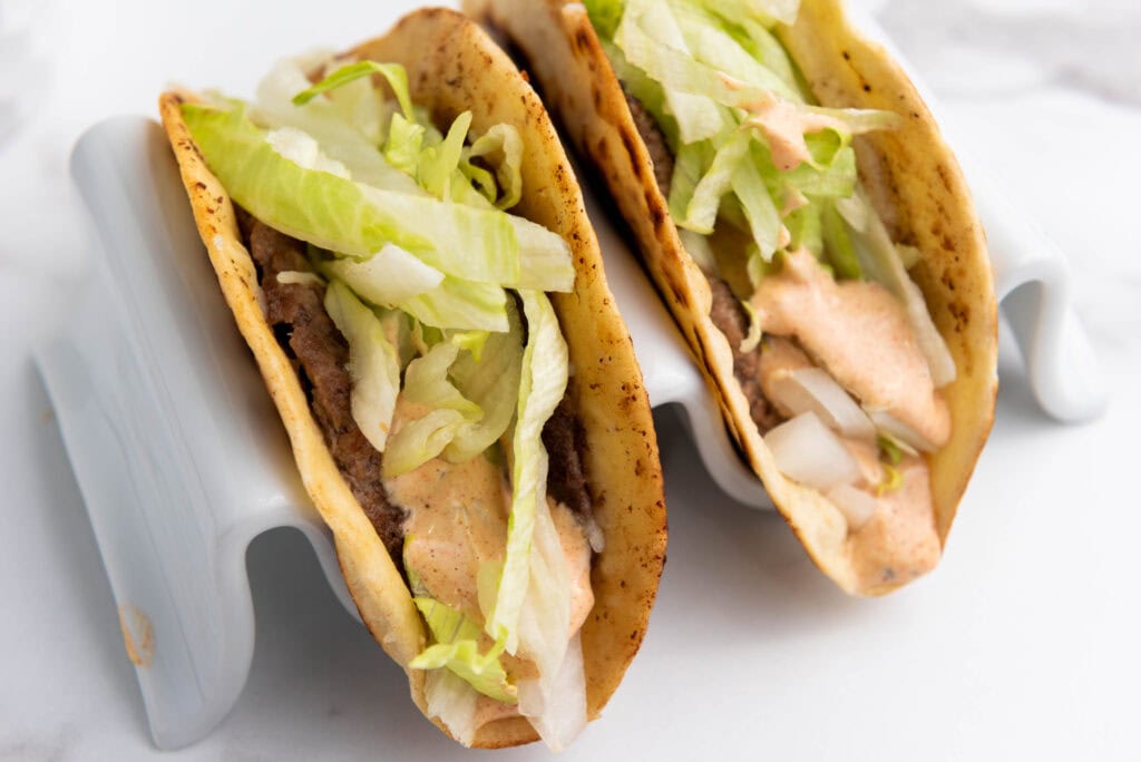 photo of the finished smash burger tacos