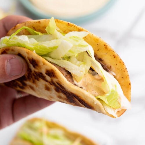 photo of the finished smash burger tacos