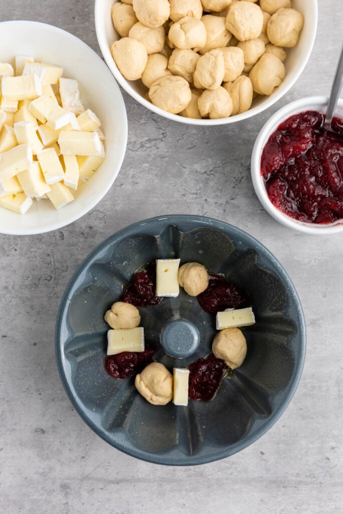 Mini Cranberry Brie Pull-Apart Bread Process Photo