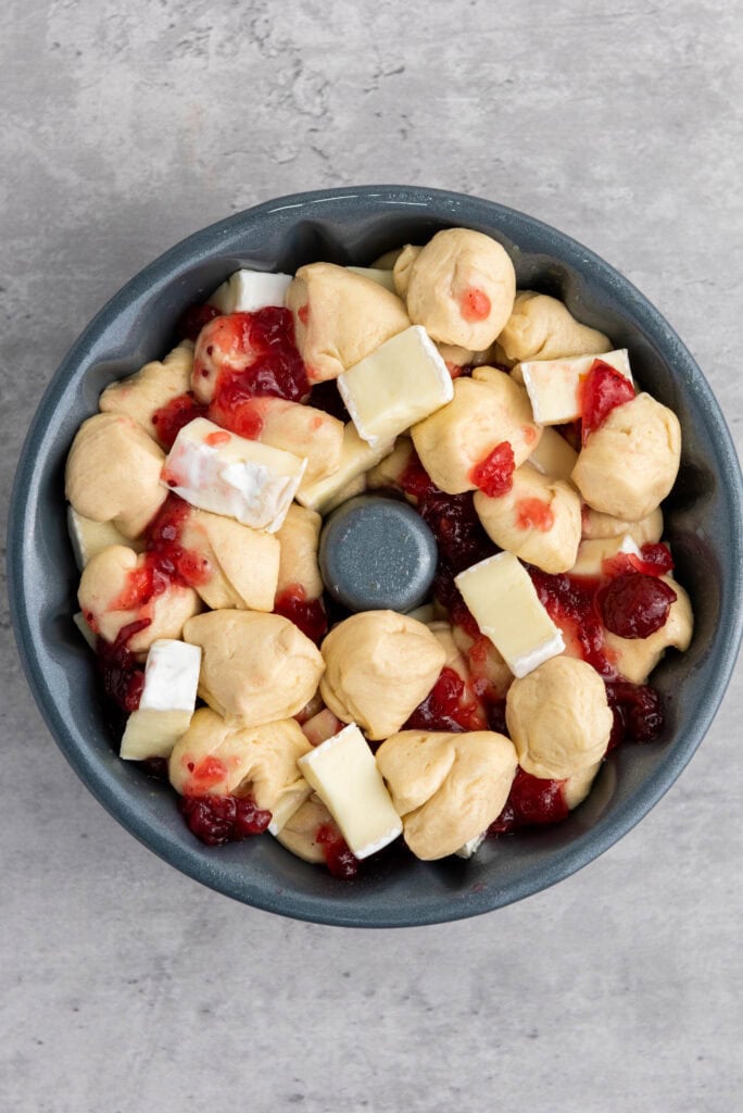 Mini Cranberry Brie Pull-Apart Bread Process Photo