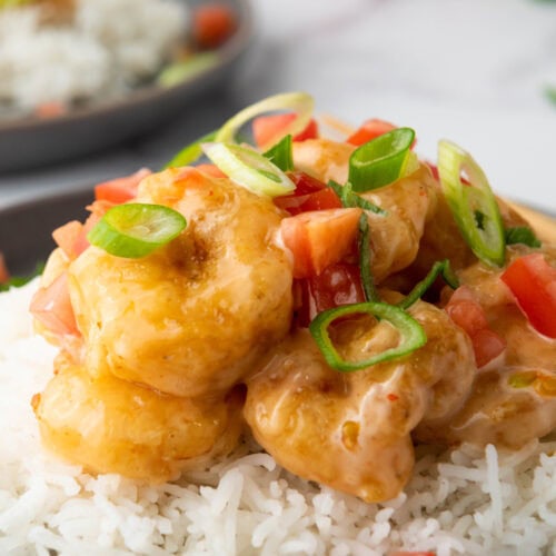 photo of the finished bang bang shrimp