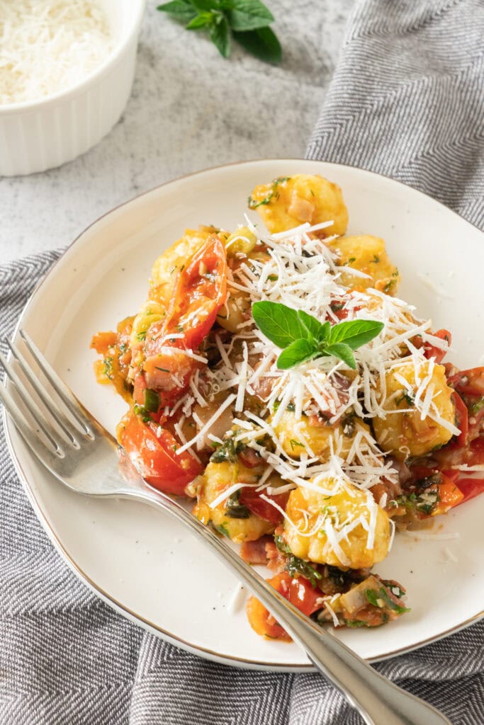 photo of the finished Potato Gnocchi with Bacon