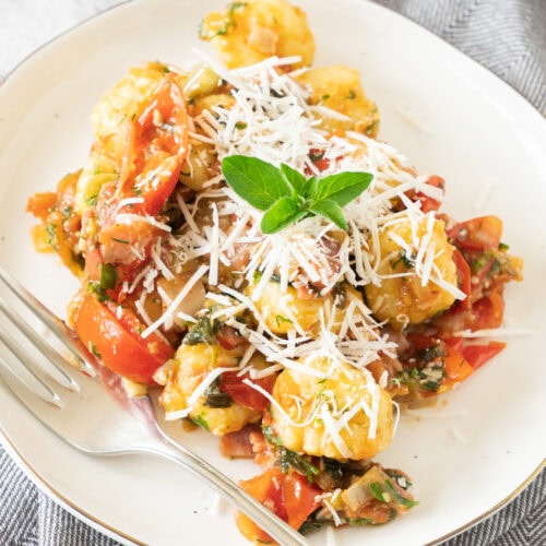 photo of the finished Potato Gnocchi with Bacon