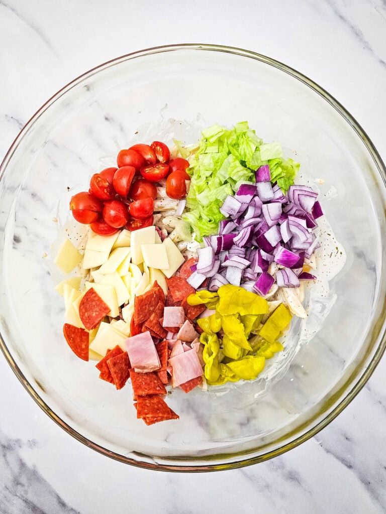 Italian Hoagie Pasta Salad Process Photo