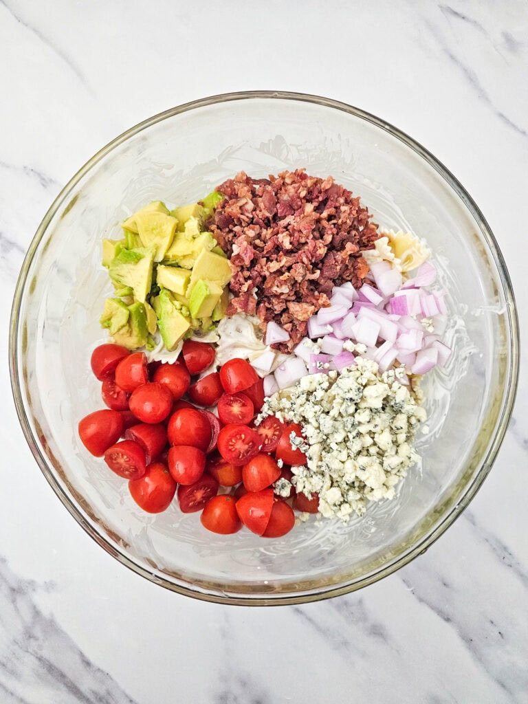 cobb pasta salad process photo