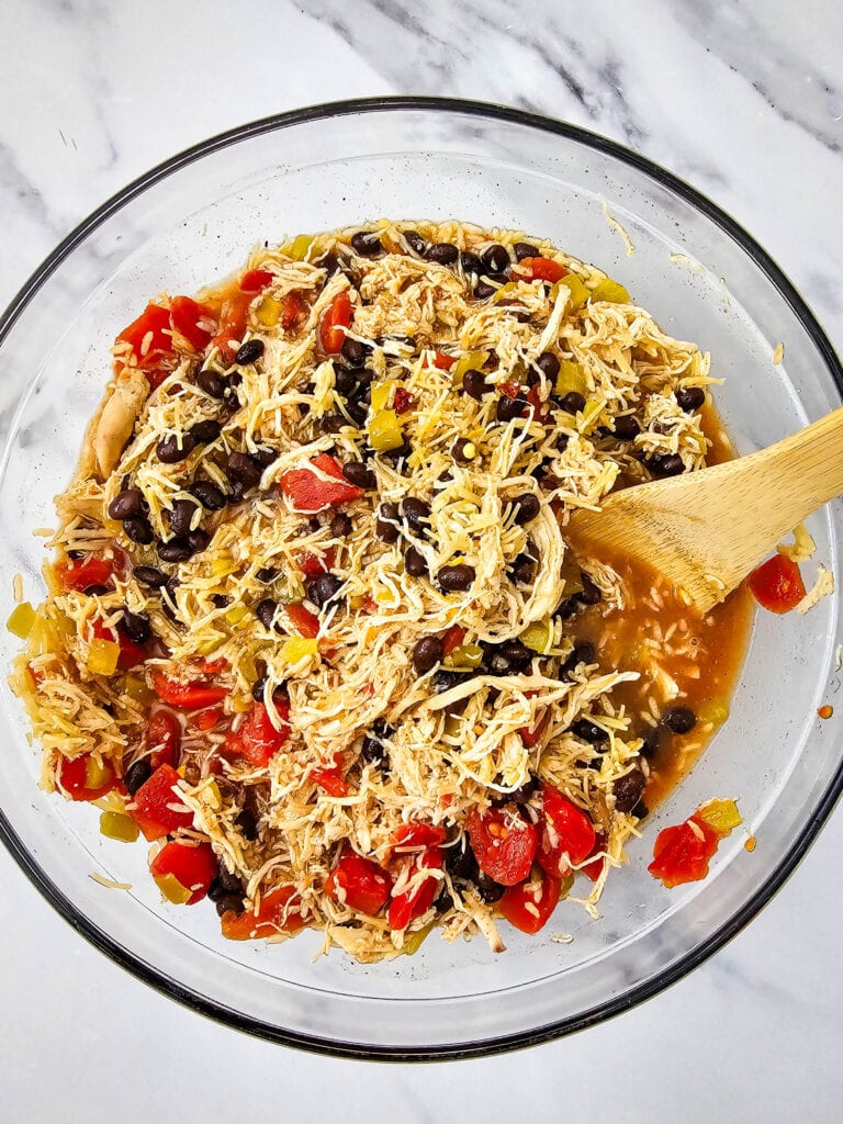 chicken taco casserole process photo