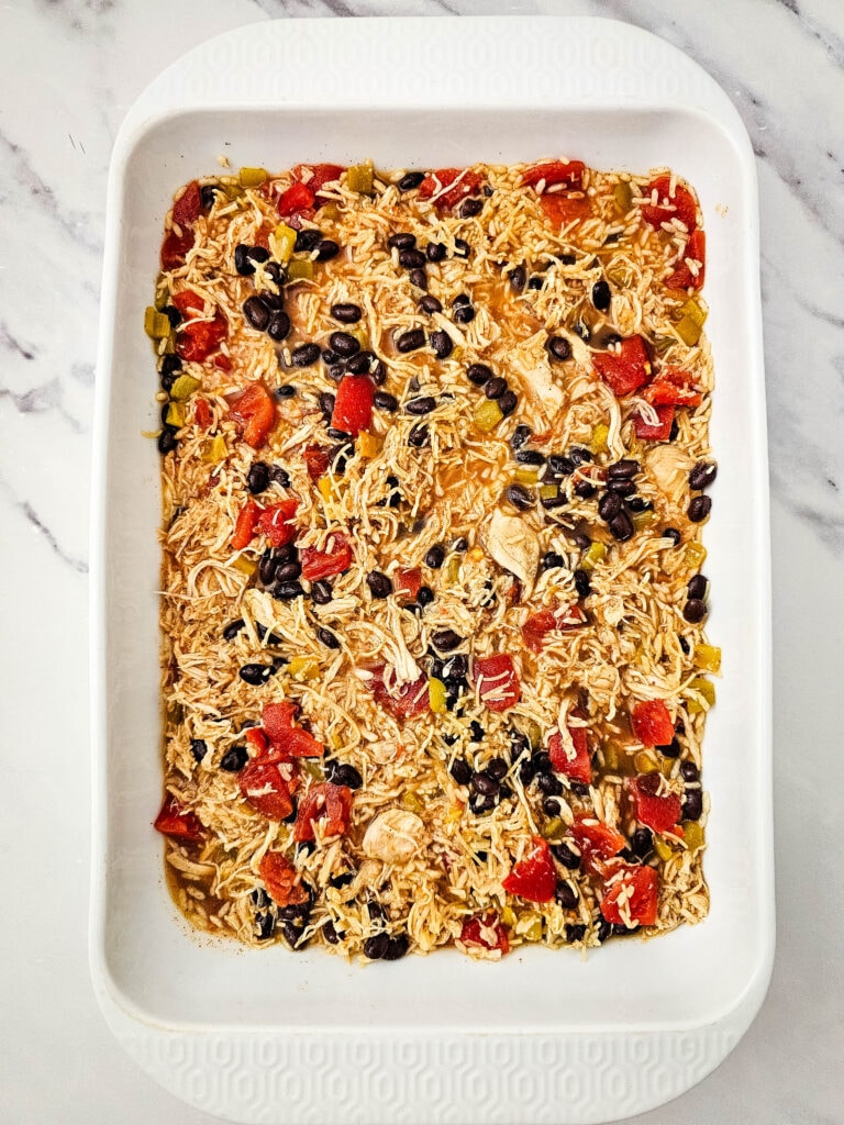 chicken taco casserole process photo