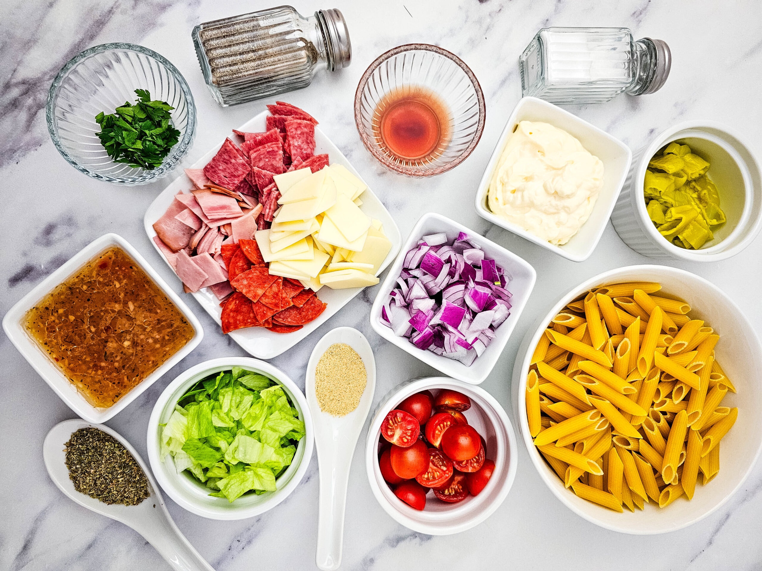 Italian Hoagie Pasta Salad Ingredients