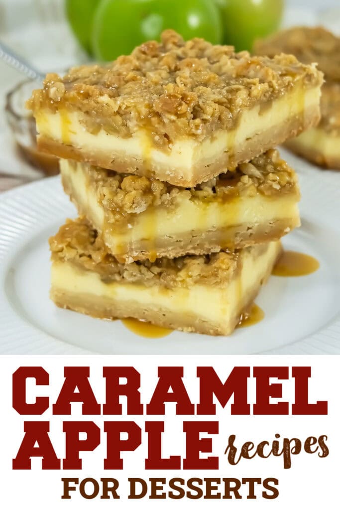 caramel apple inspired recipes - Caramel Apple Cheesecake Bars