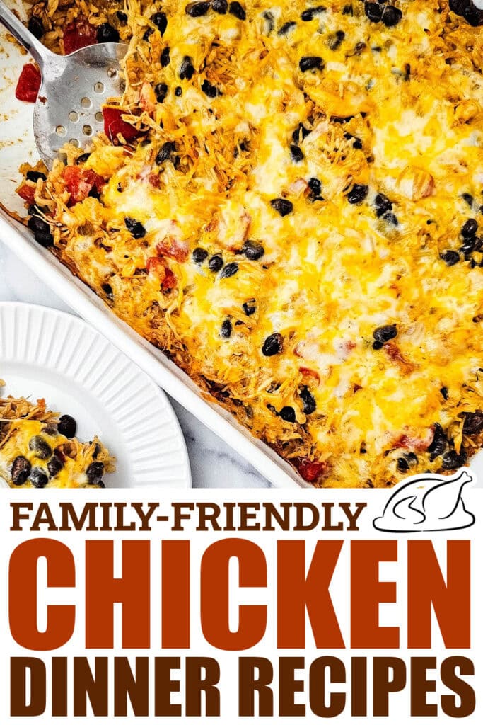 chicken dinner recipes - Cheesy Chicken Taco Casserole with Black Beans