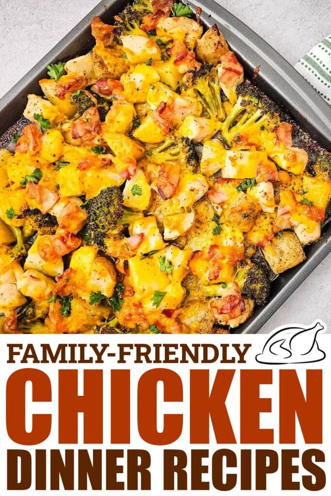 chicken dinner recipes - cheesy chicken bacon ranch sheet pan meal
