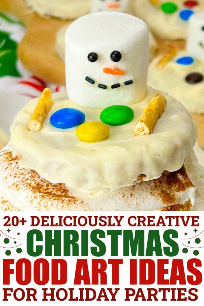 christmas food art - Melted Snowman Peanut Butter Cookies