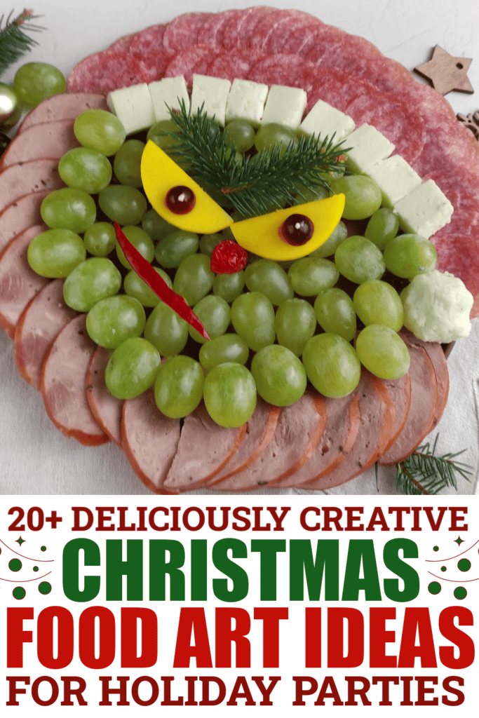 christmas food art - Mr. Grinch Charcuterie Board