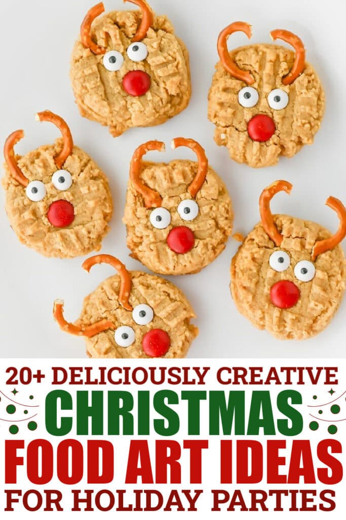 christmas food art - Peanut Butter Reindeer Cookies