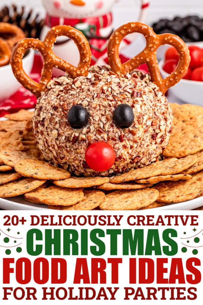 christmas food art - Reindeer Cheese Ball