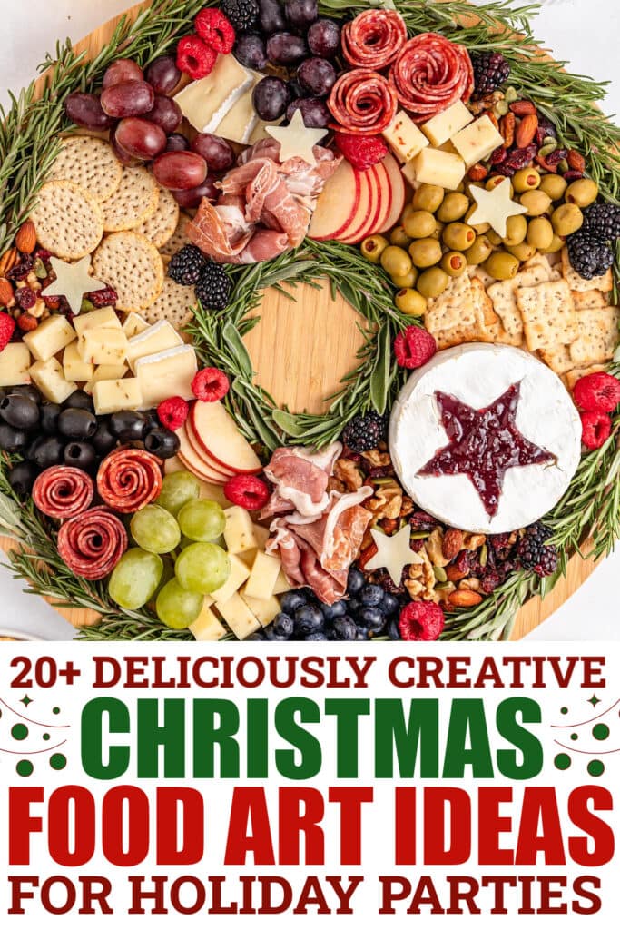 christmas food art - Wreath Charcuterie Board