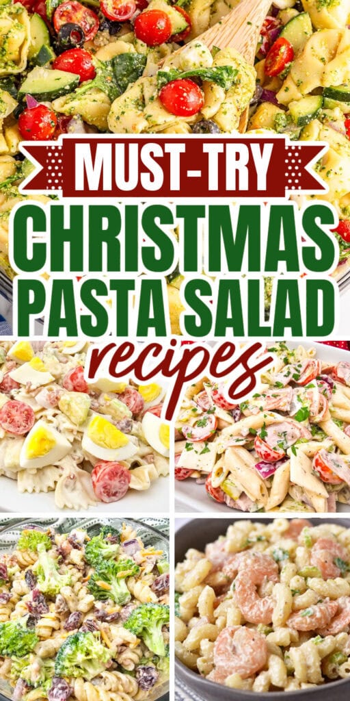 christmas pasta salad pin image