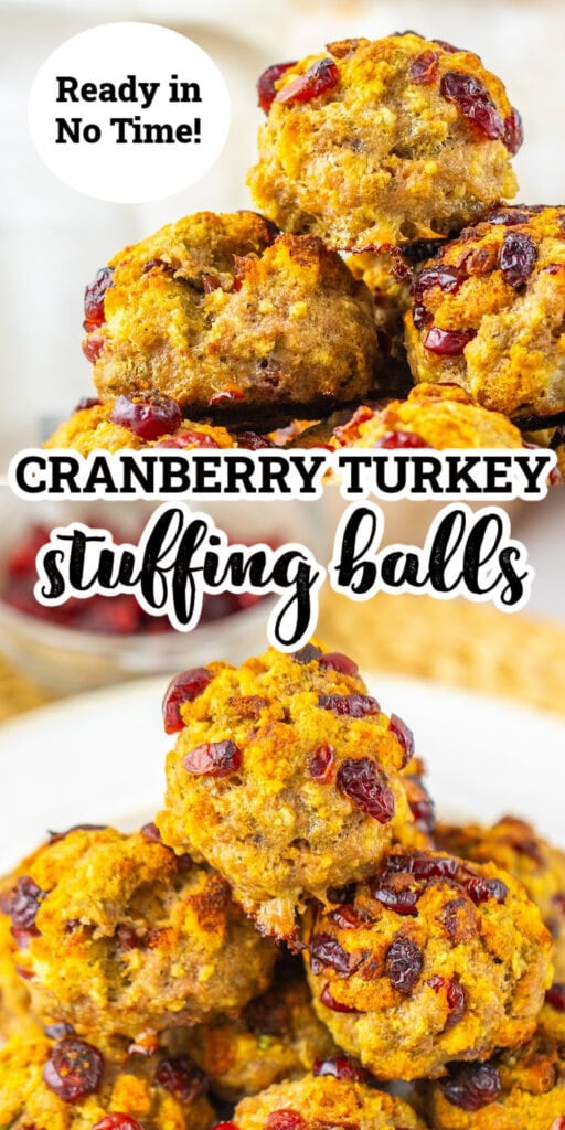cranberry turkey stuffing balls pin image