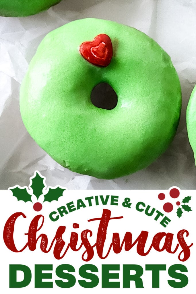 cute christmas desserts - Caramel Apple Grinch Donuts