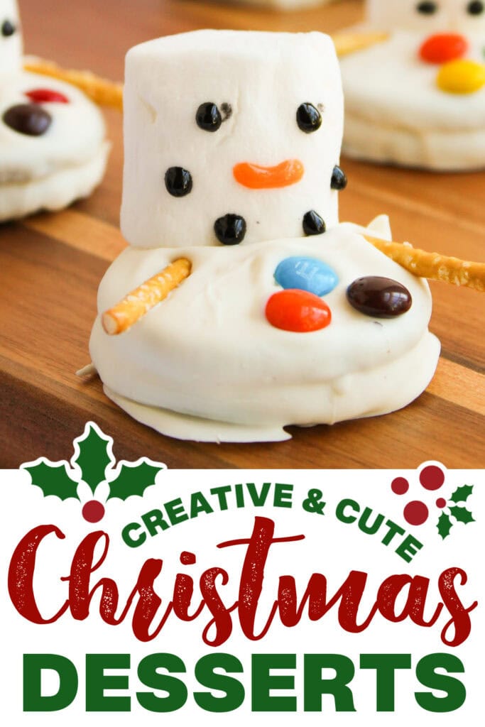 cute christmas desserts - Melted Snowman White Chocolate Covered Oreos