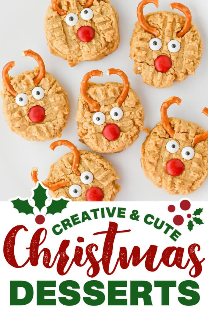 cute christmas desserts - Peanut Butter Reindeer Cookies