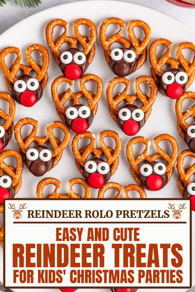 reindeer themed treats - Reindeer Rolo Pretzels