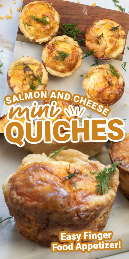 salmon quiche bites pin image