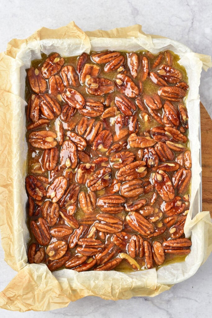 pecan pie bars process photo