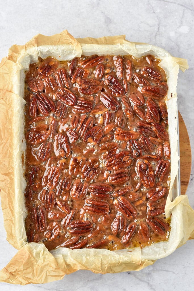 pecan pie bars process photo