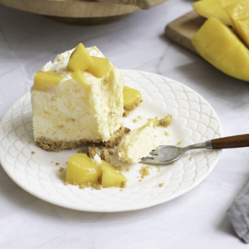 photo of the finished mango cheesecake