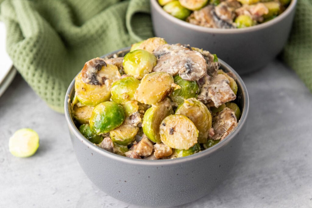 creamy brussels sprouts with pancetta