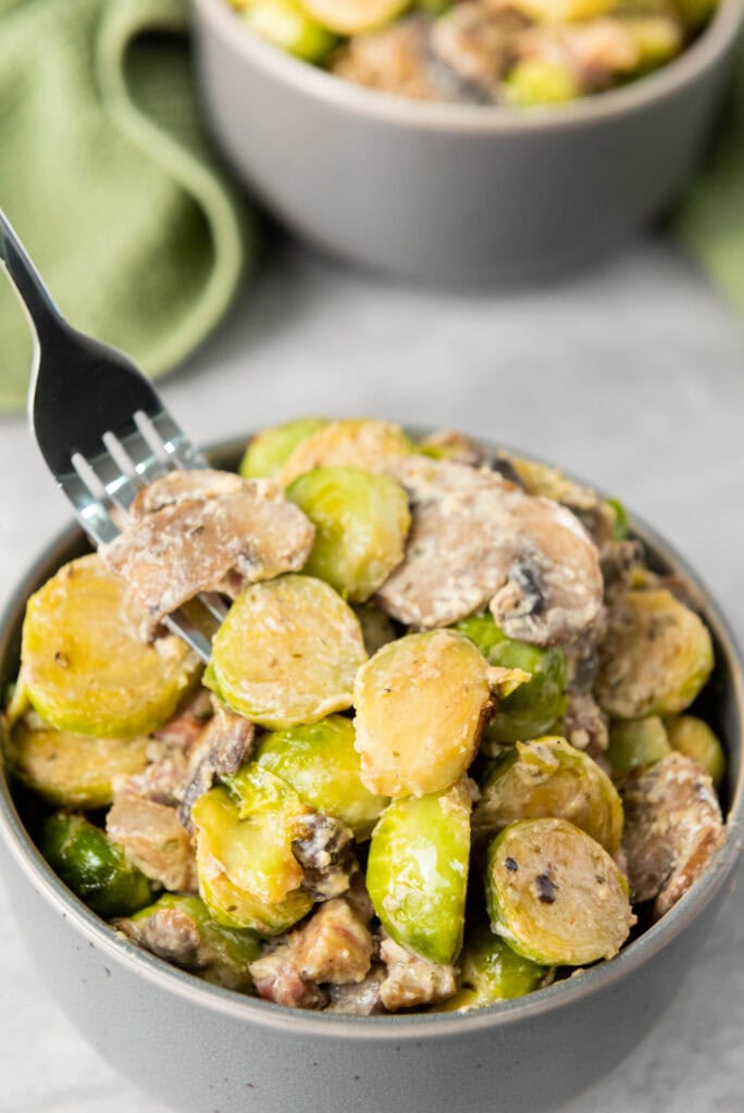 creamy brussels sprouts with pancetta