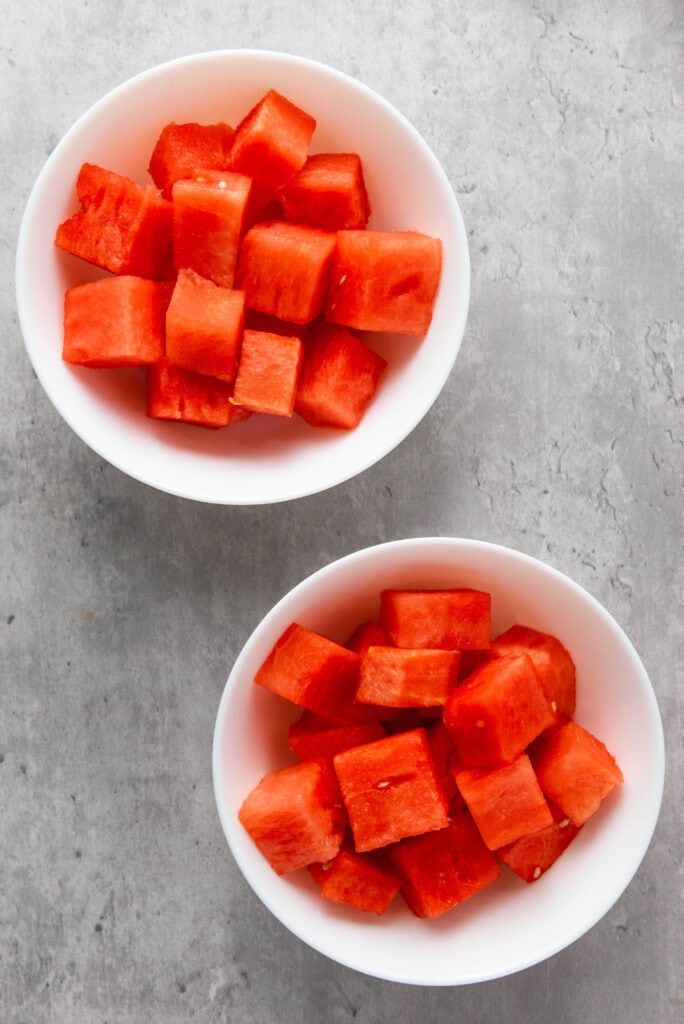 watermelon feta salad process photo