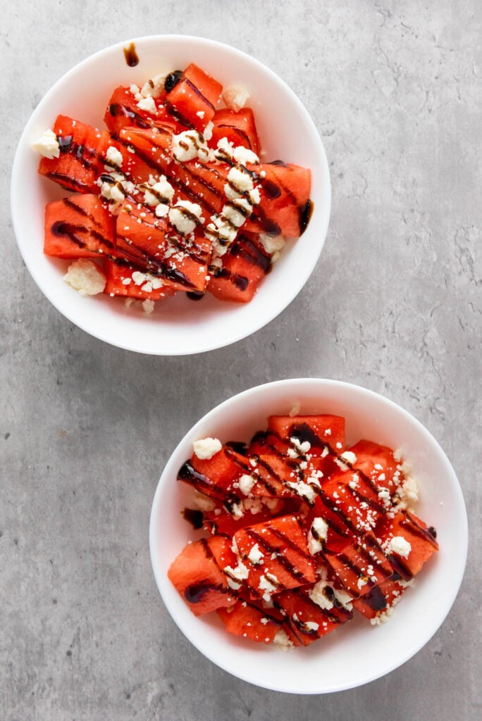 watermelon feta salad process photo