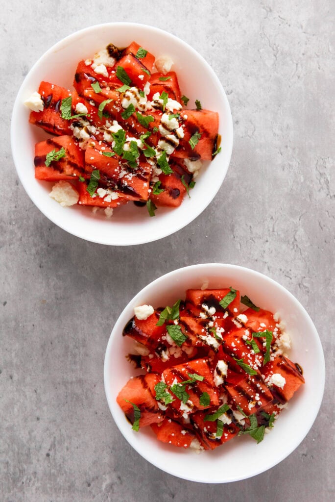 watermelon feta salad process photo